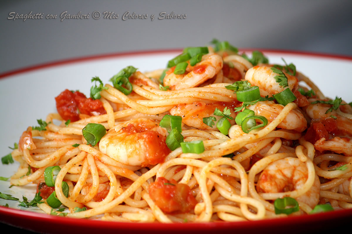 Spaghetti con Gamberi (Espagueti con Camarones)